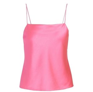 Alice + Olivia's Harmon satin tank in Barbie pink in small